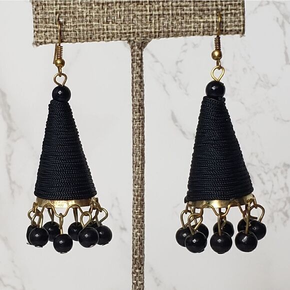 Vintage French Hook Cone-style Beaded Earrings - Picture 1 of 6